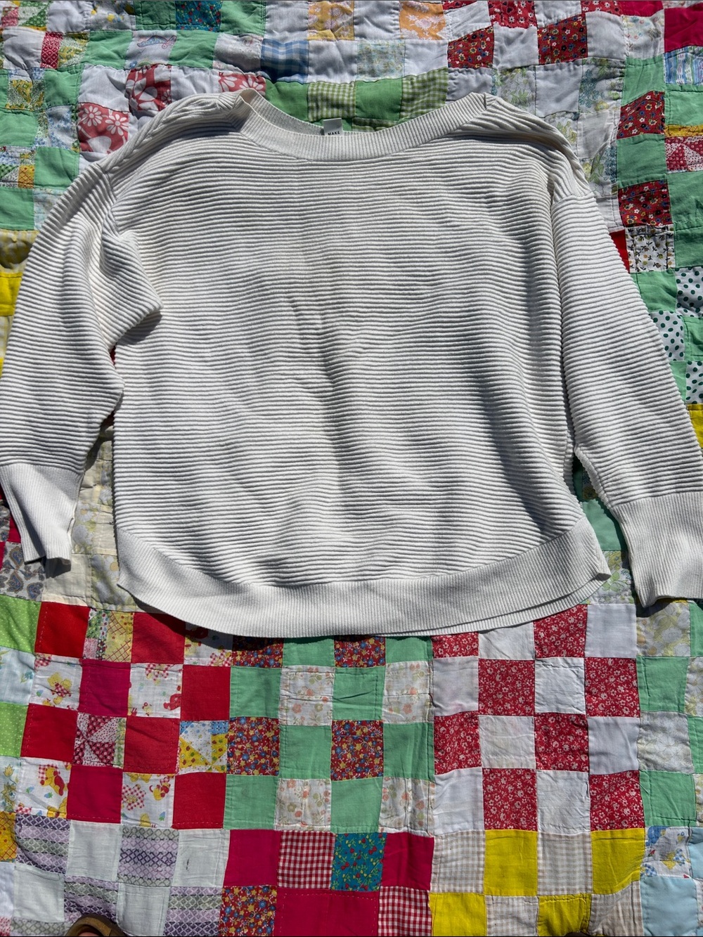 Women’s Cream Ribbed Knit Sweater